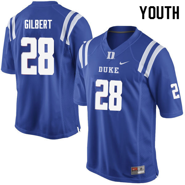 Youth #28 Mark Gilbert Duke Blue Devils College Football Jerseys Sale-Blue - Click Image to Close